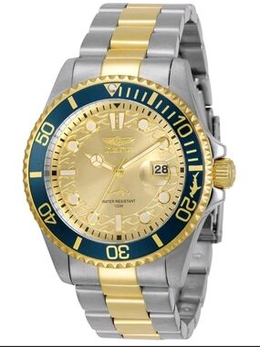 Invicta Gold and Blue Two-Tone Stainless Steel Diver Watch